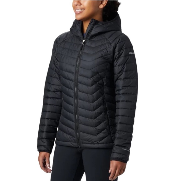 Columbia Powder Lite Hooded Jacket Black Small Style XK0678 Water Resistant GUC - Picture 1 of 13